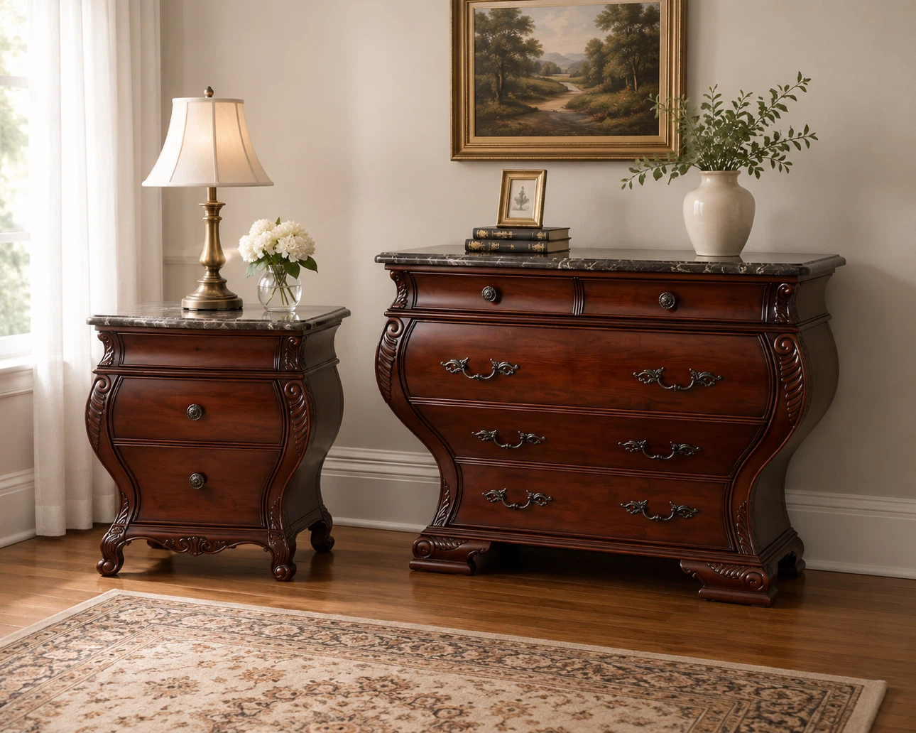 Wooden Dresser with Marble Top
