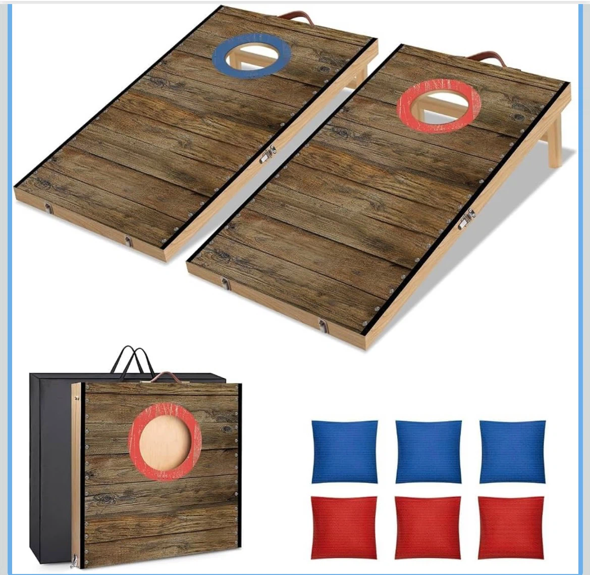 Cornhole Board Set with 8 Bean Bags and Carrying Case