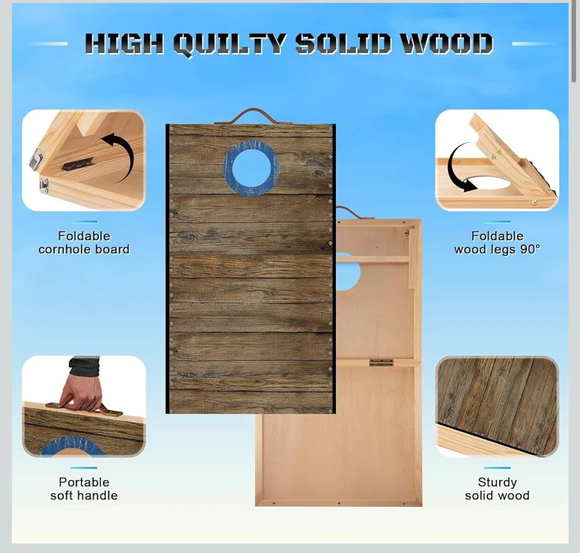 Cornhole Board Set with 8 Bean Bags and Carrying Case - photo 4
