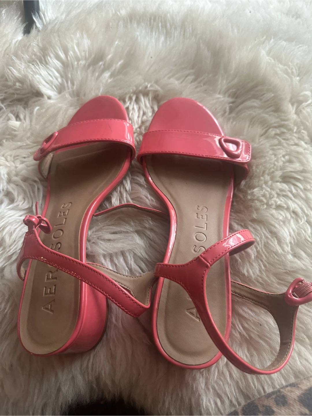 AEROSOLES Pink Patent Leather Block Heel Sandals - photo 2