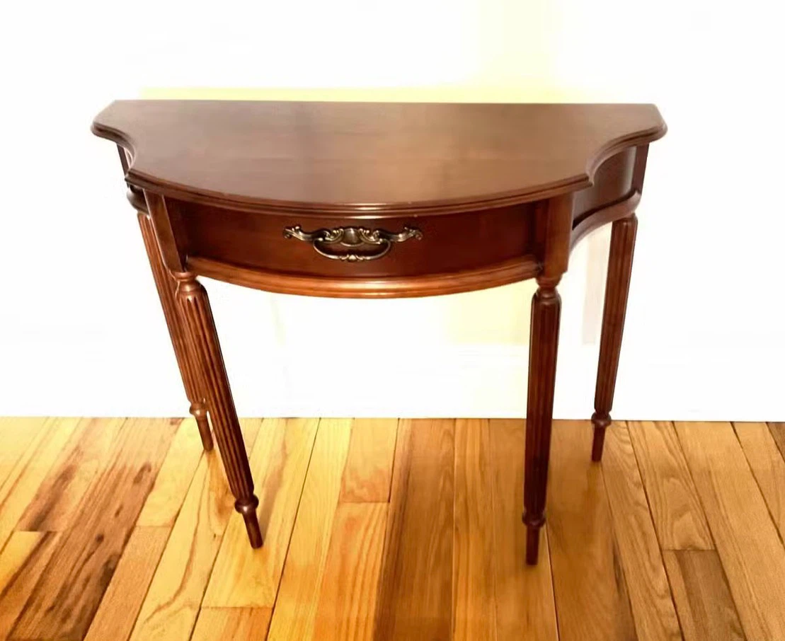 Vintage Cherry Wood Console Table with Drawer - photo 2