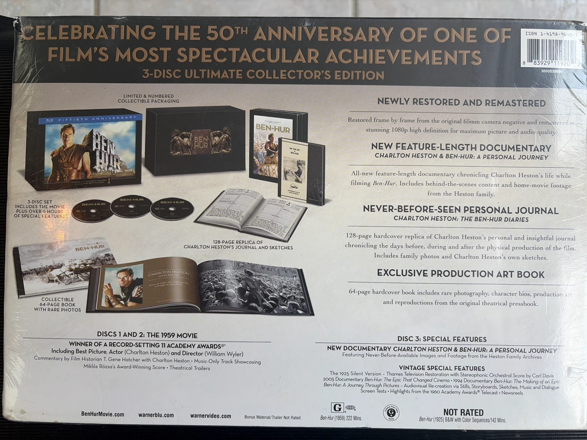 Ben-Hur 50th Anniversary 3-Disc Blu-Ray Collector's Edition - photo 2