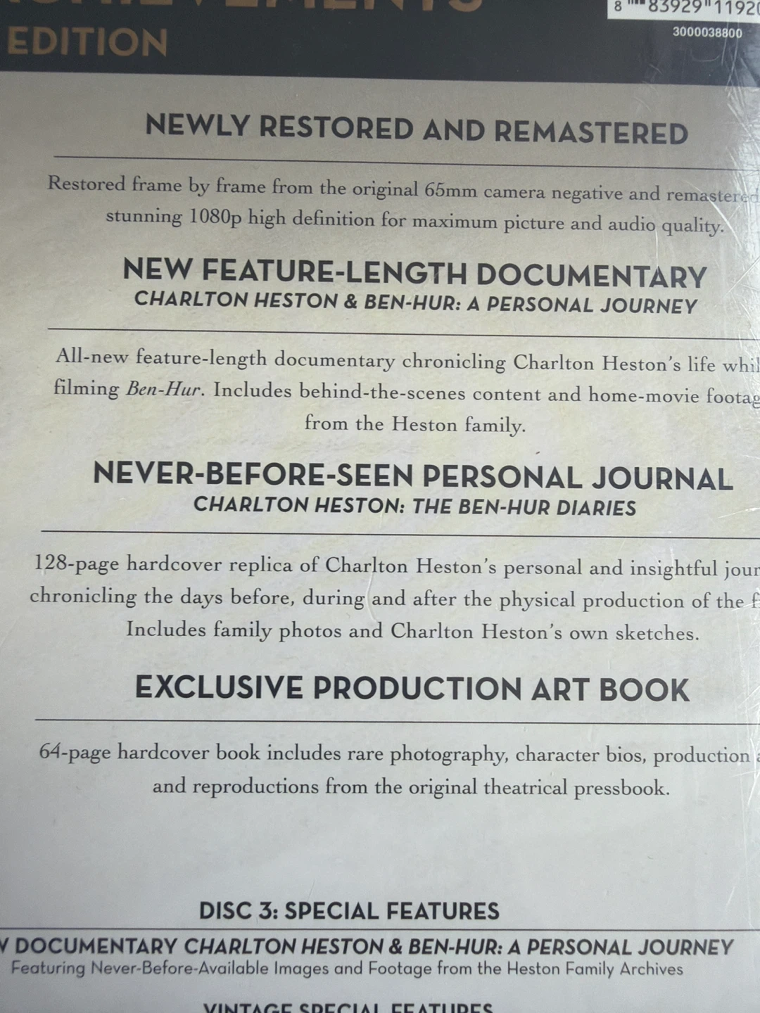 Ben-Hur 50th Anniversary 3-Disc Blu-Ray Collector's Edition - photo 4