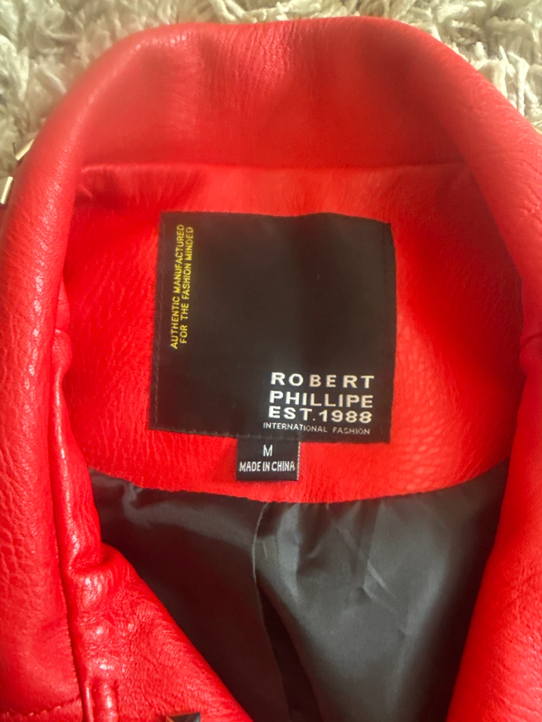 Robert Phillipe Red Studded Moto Jacket Size M - photo 3