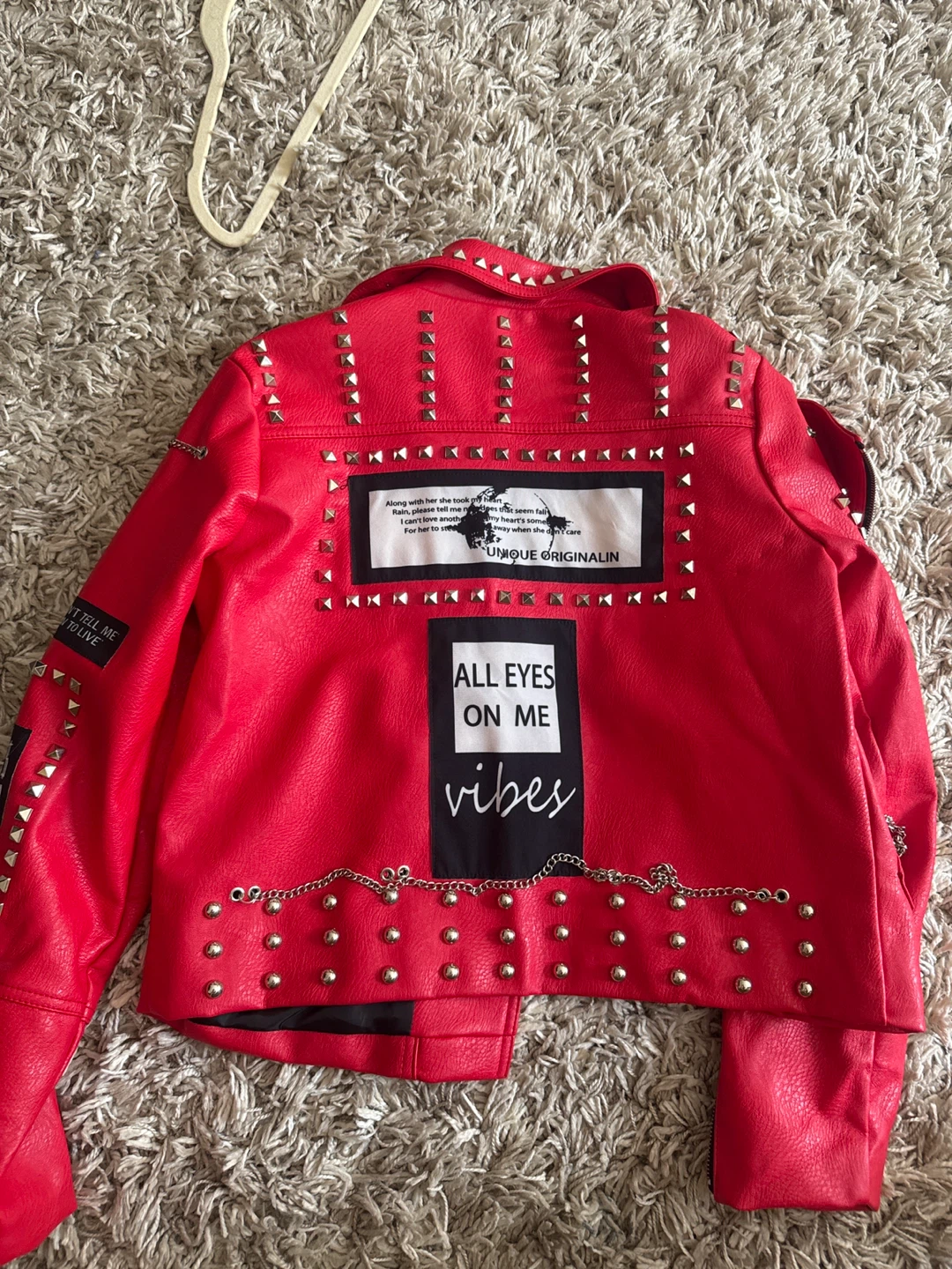 Robert Phillipe Red Studded Moto Jacket Size M - photo 4