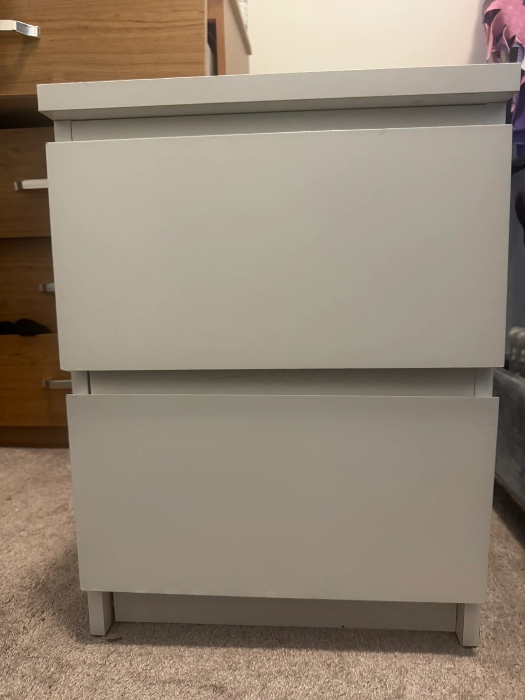 IKEA White X 2-Drawer Nightstand / Bedside Table