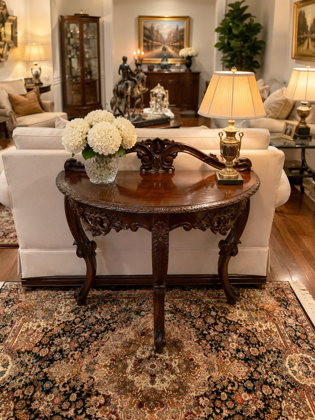 Vintage Carved Wood Console Table