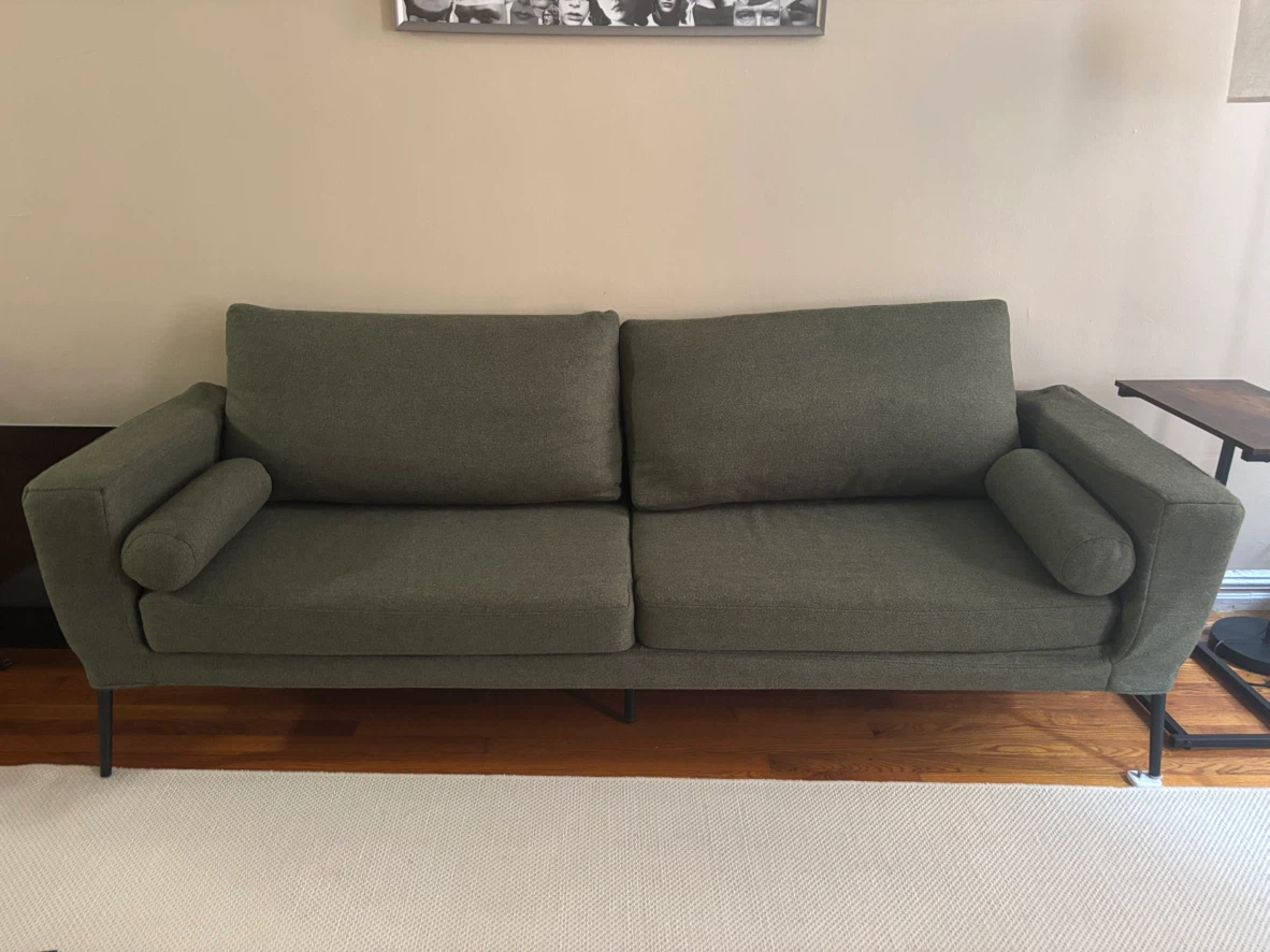 Modern Green Couch – 85” L × 29” W × 28” H