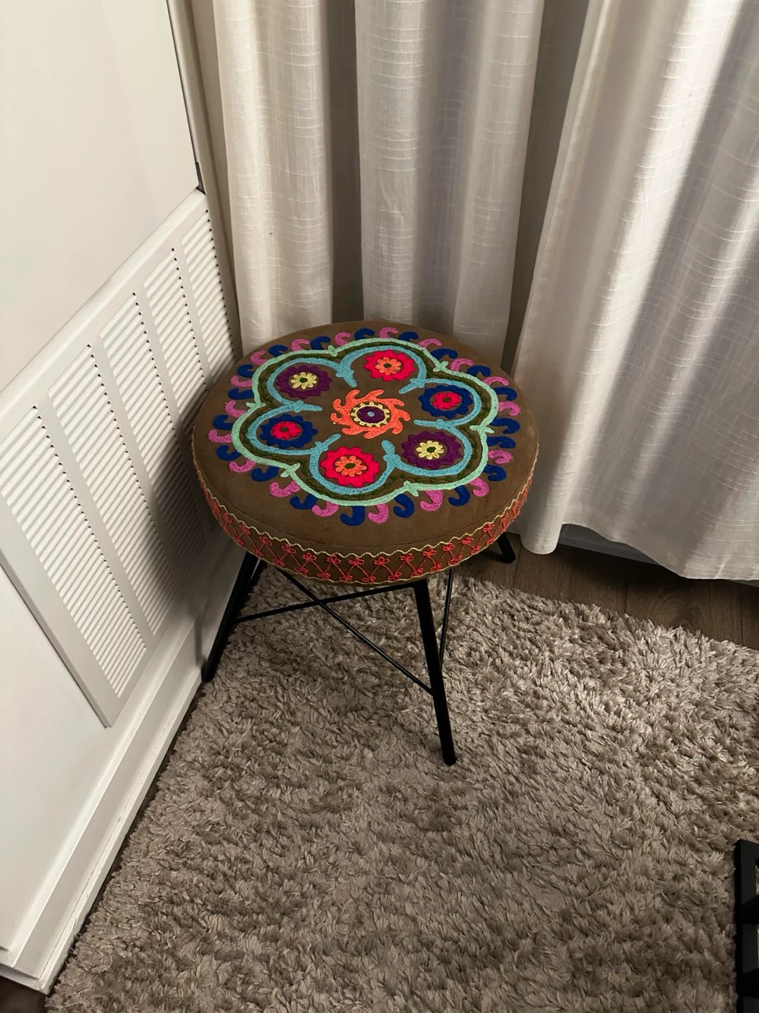 Embroidered Footstool Ottoman