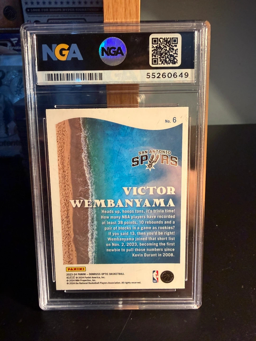 2023-24 Panini Optic Victor Wembanyama RC Card  NGA Graded - photo 2