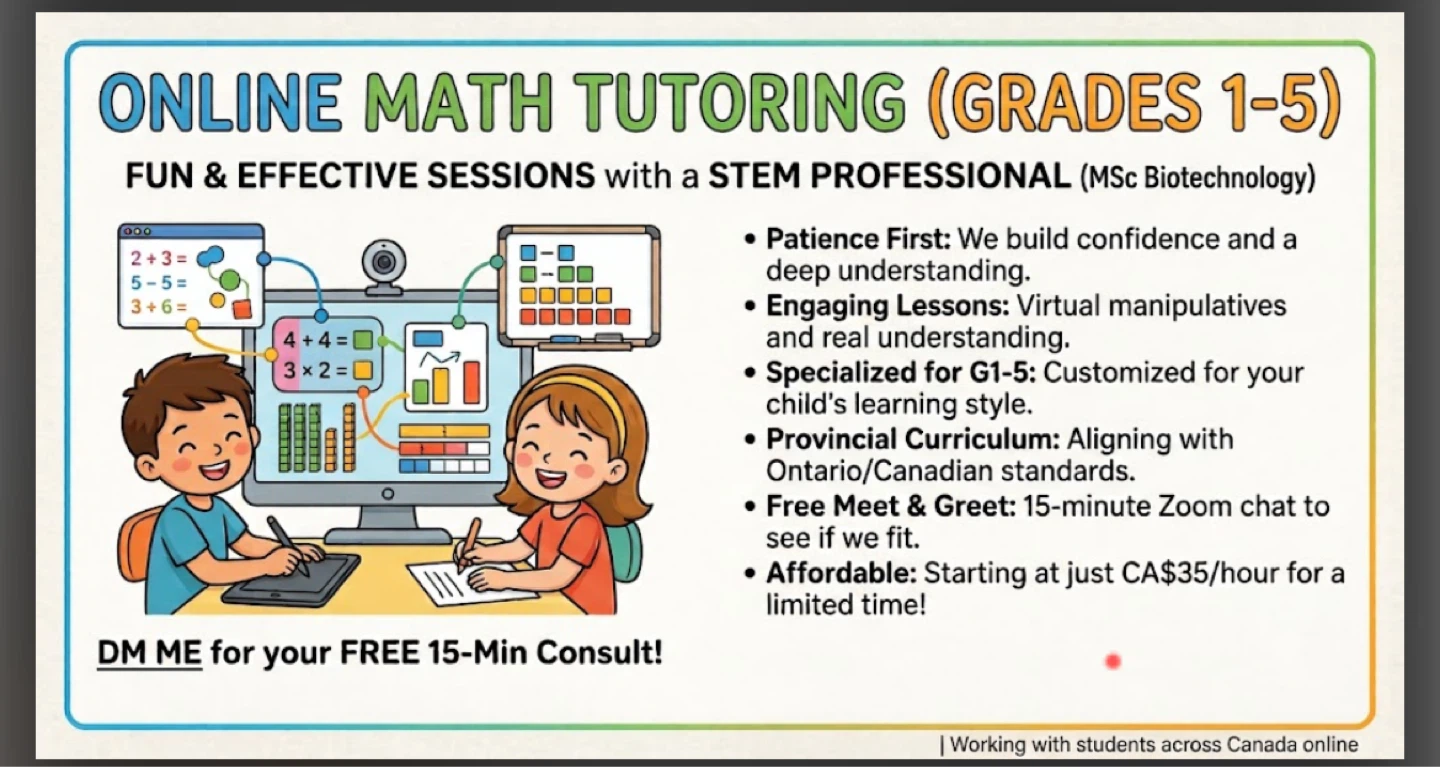 Online Math Tutoring for Grades 1-5