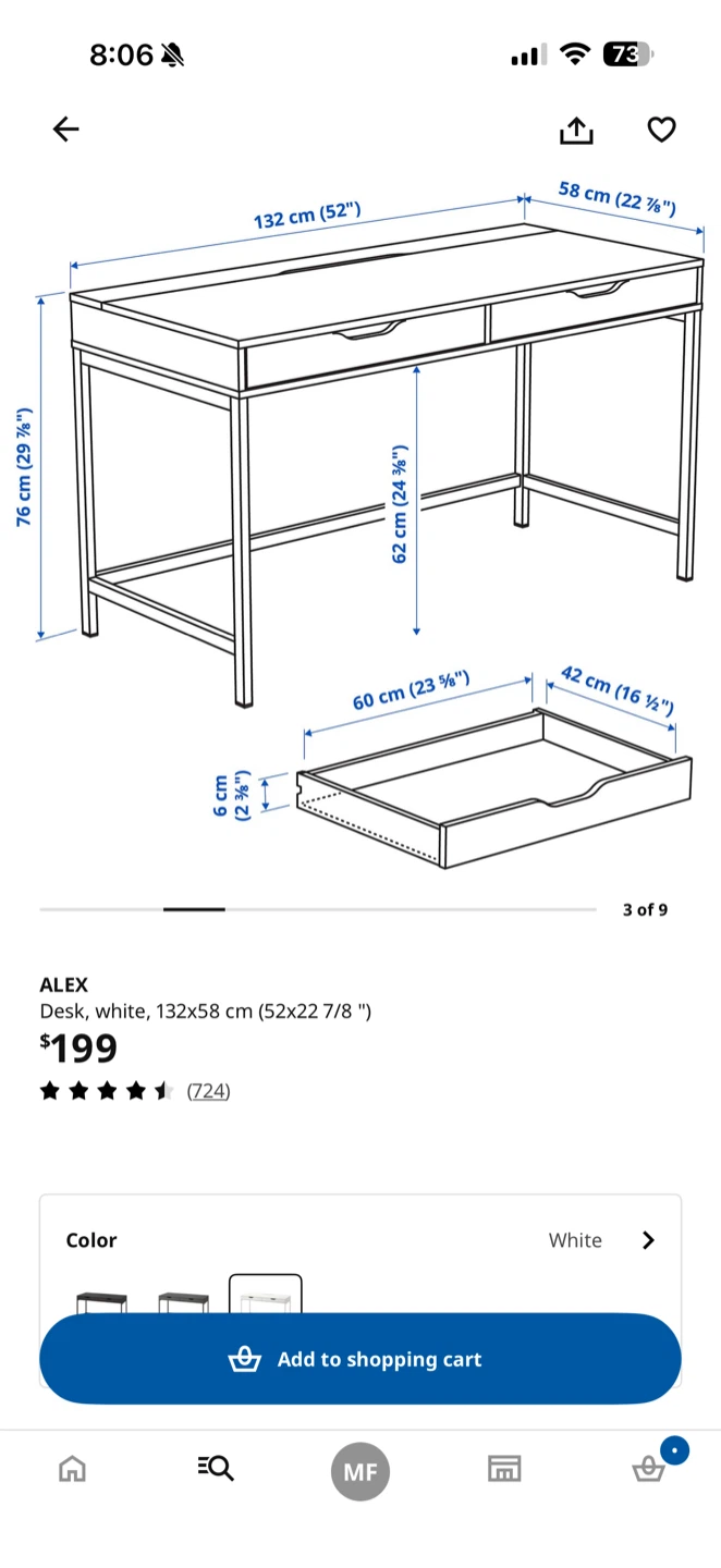 IKEA ALEX Desk White 132x58 cm - photo 5