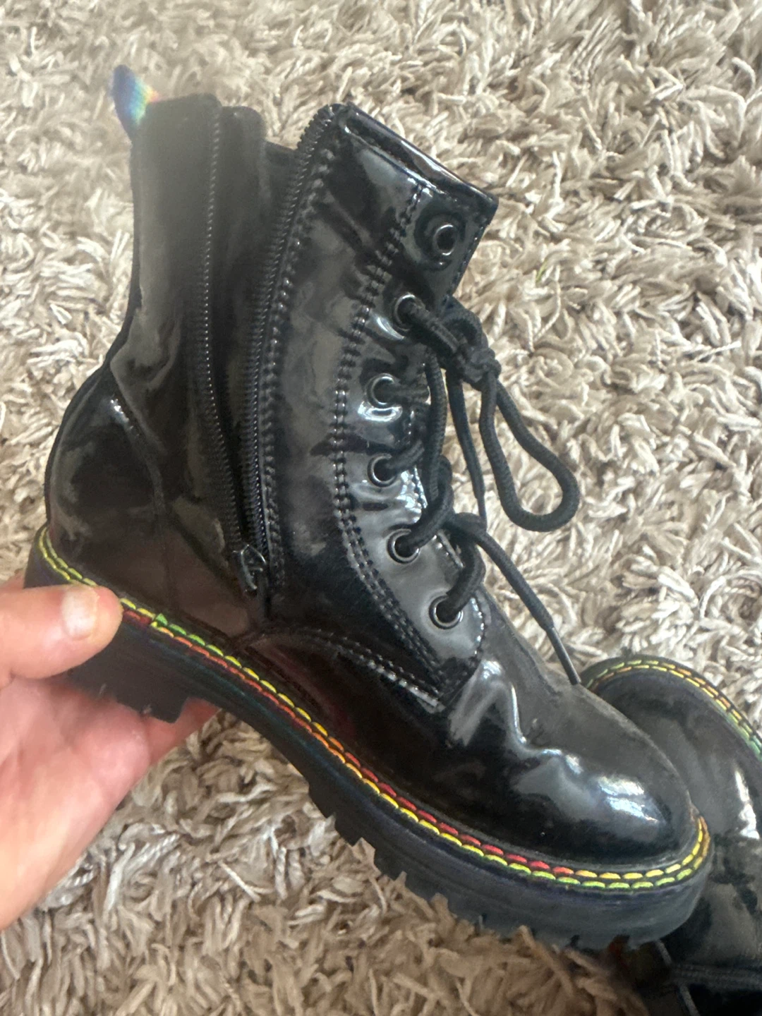 Kurt Geiger London Black Patent Combat Boots - photo 4