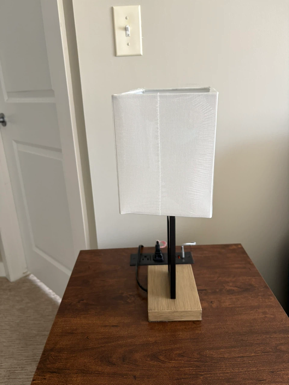 Modern Wood and Metal Table Lamp - photo 2