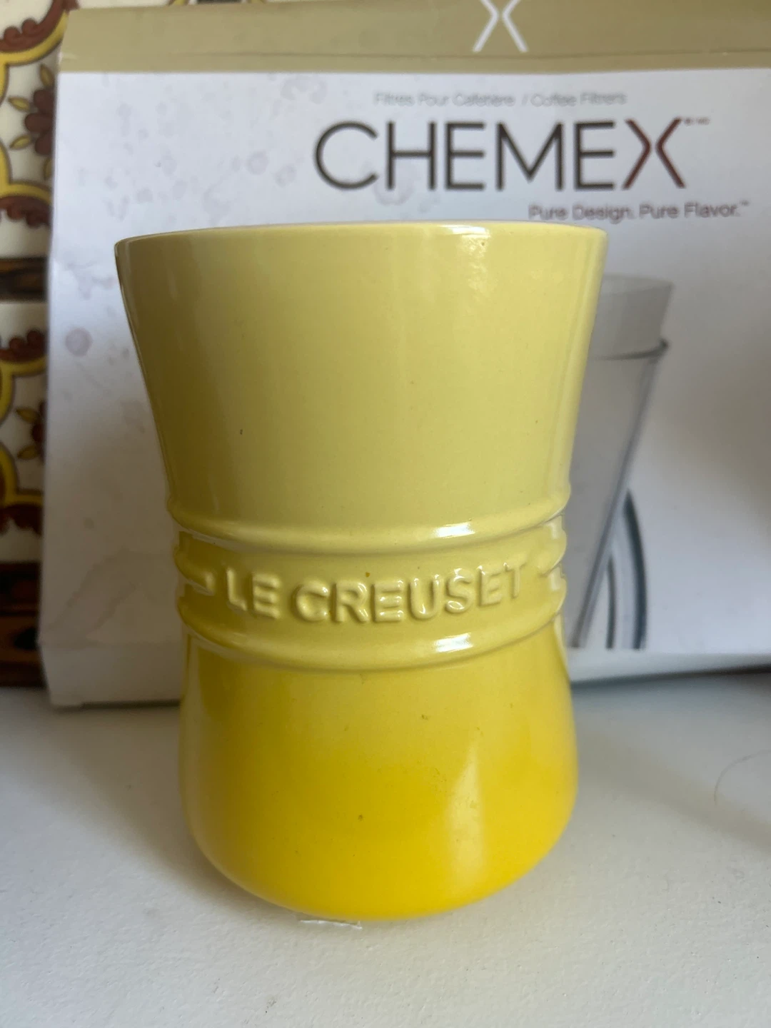 Le Creuset Yellow Ceramic utensil holder