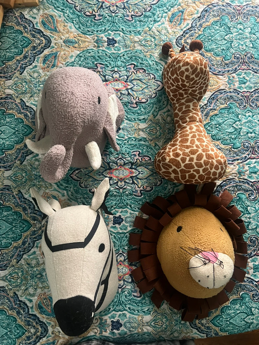 Nursery Decor Set - Plush Animal Heads, Wooden Puzzle & Rug - photo 4