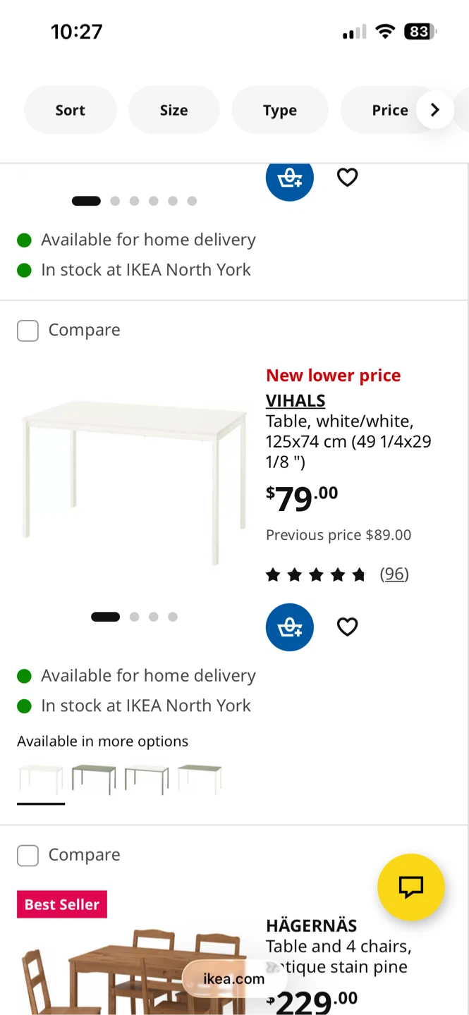 IKEA VIHALS Table White 125x74 cm
