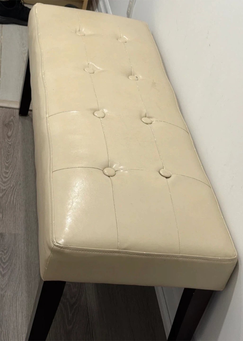 Cream Tufted Bench