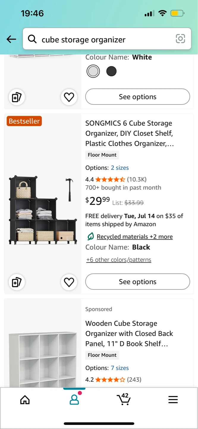SONGMICS 6 Cube Storage Organizer