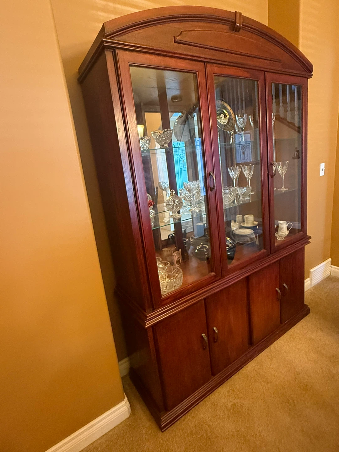 Wooden China Cabinet with Glass Doors
