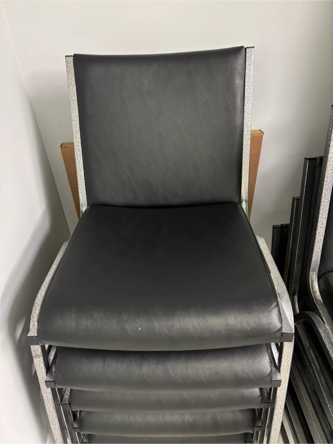Stacking Chairs - Black Faux Leather - photo 2
