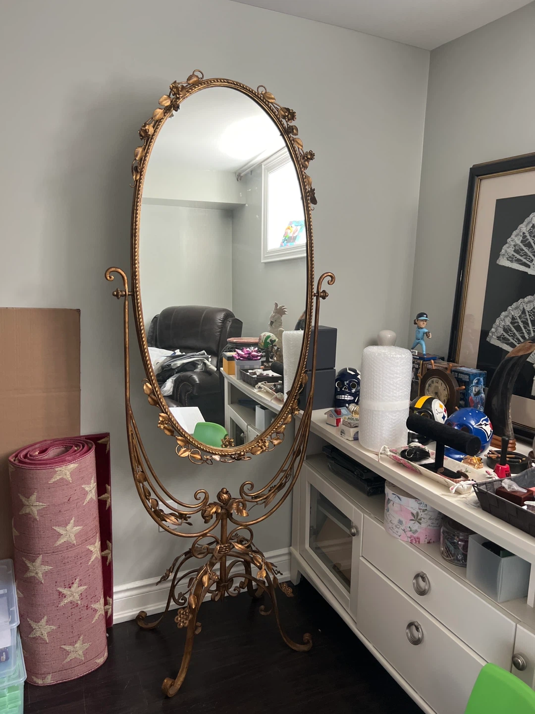 Ornate Gold Oval Standing Mirror - photo 2