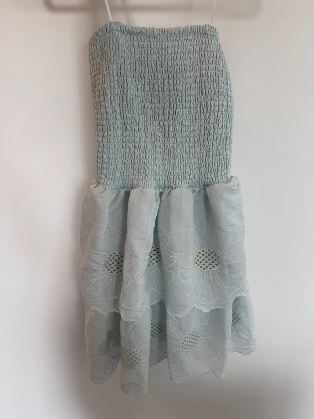 Light Blue Sundress with Floral Embroidery