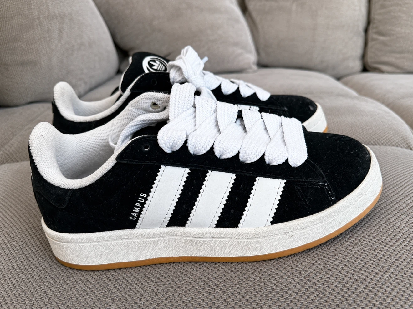 Adidas Campus Shoes Black White Size 5