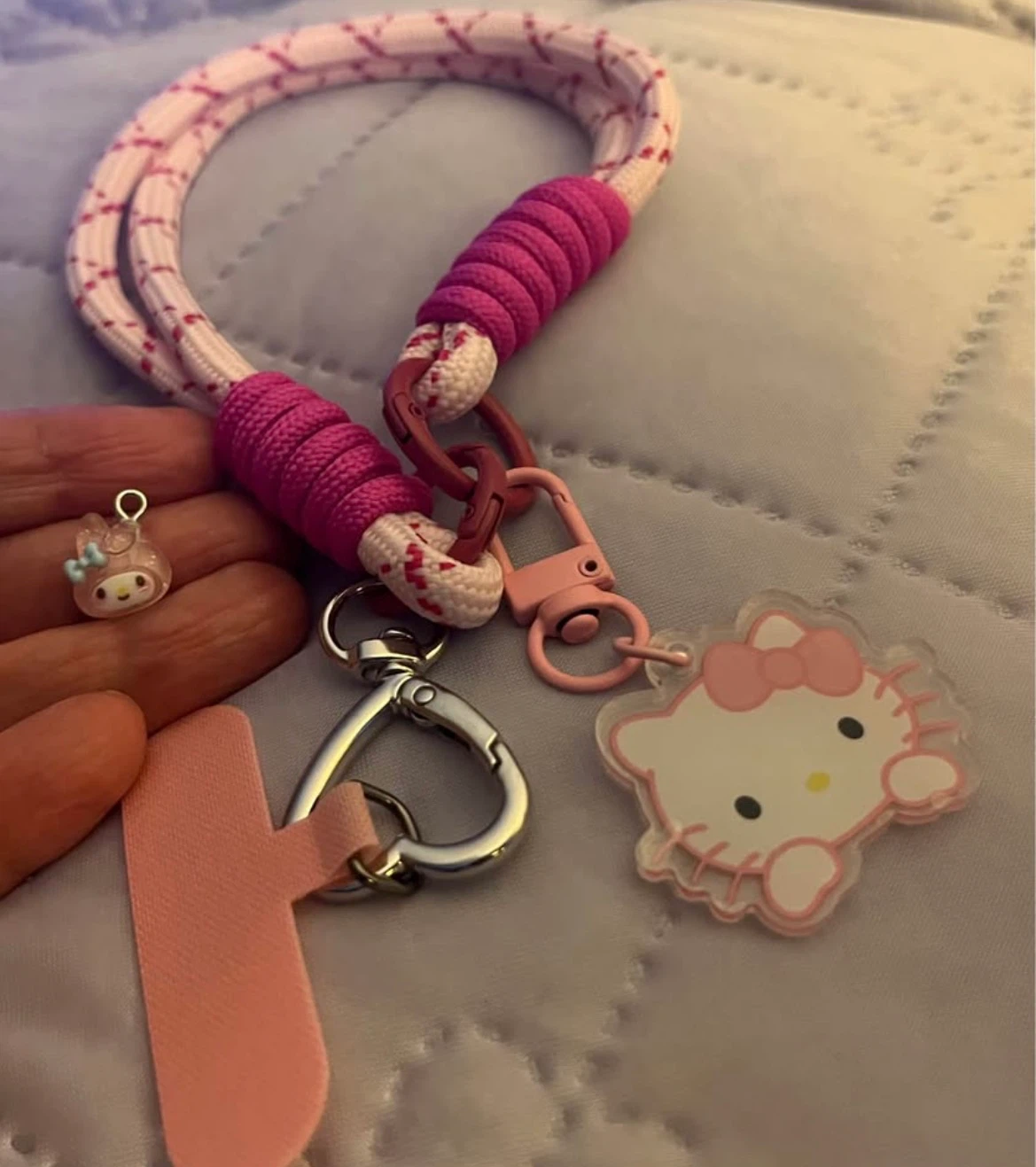 Red Apple Charm Lanyard and hello kitty phone charm