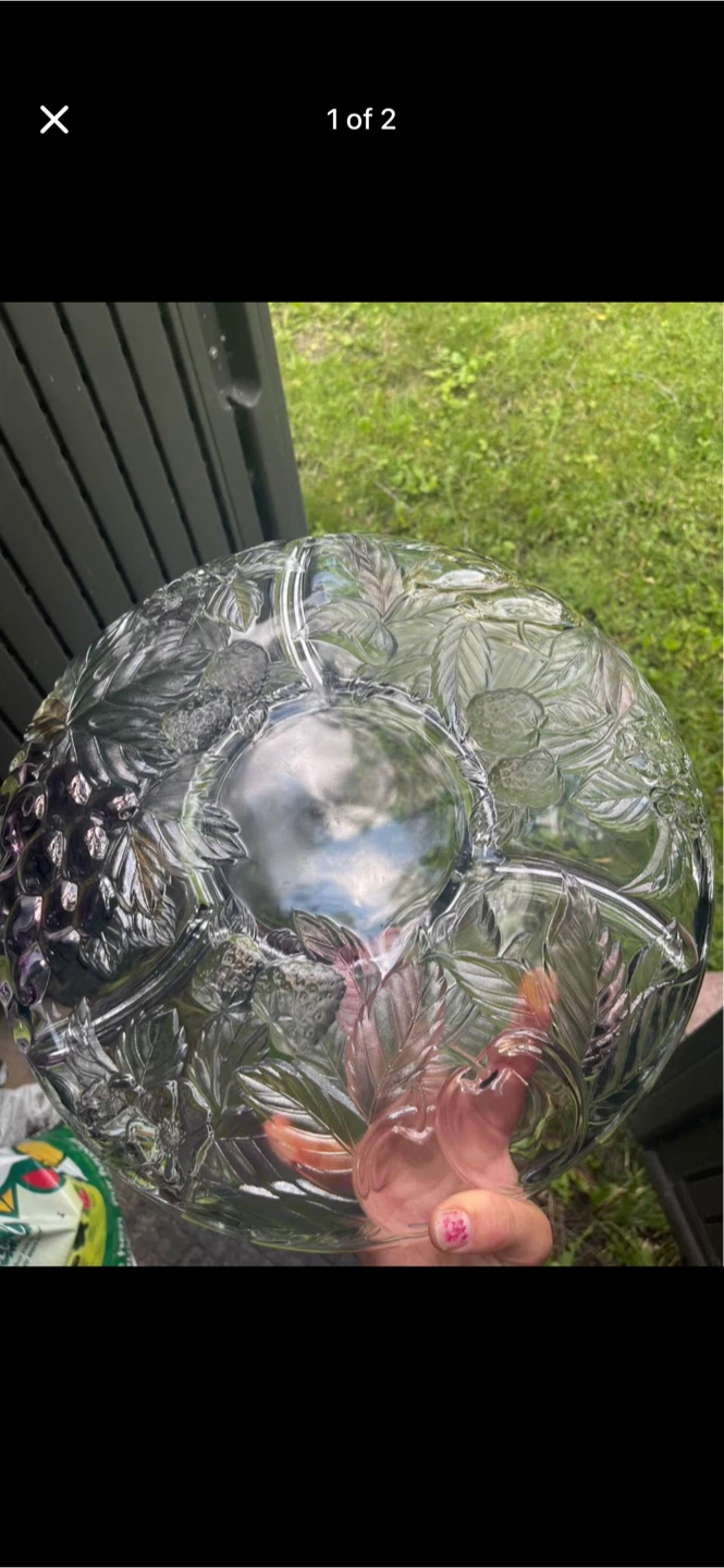 Clear Glass Serving Platter with Embossed Fruit Design - photo 2