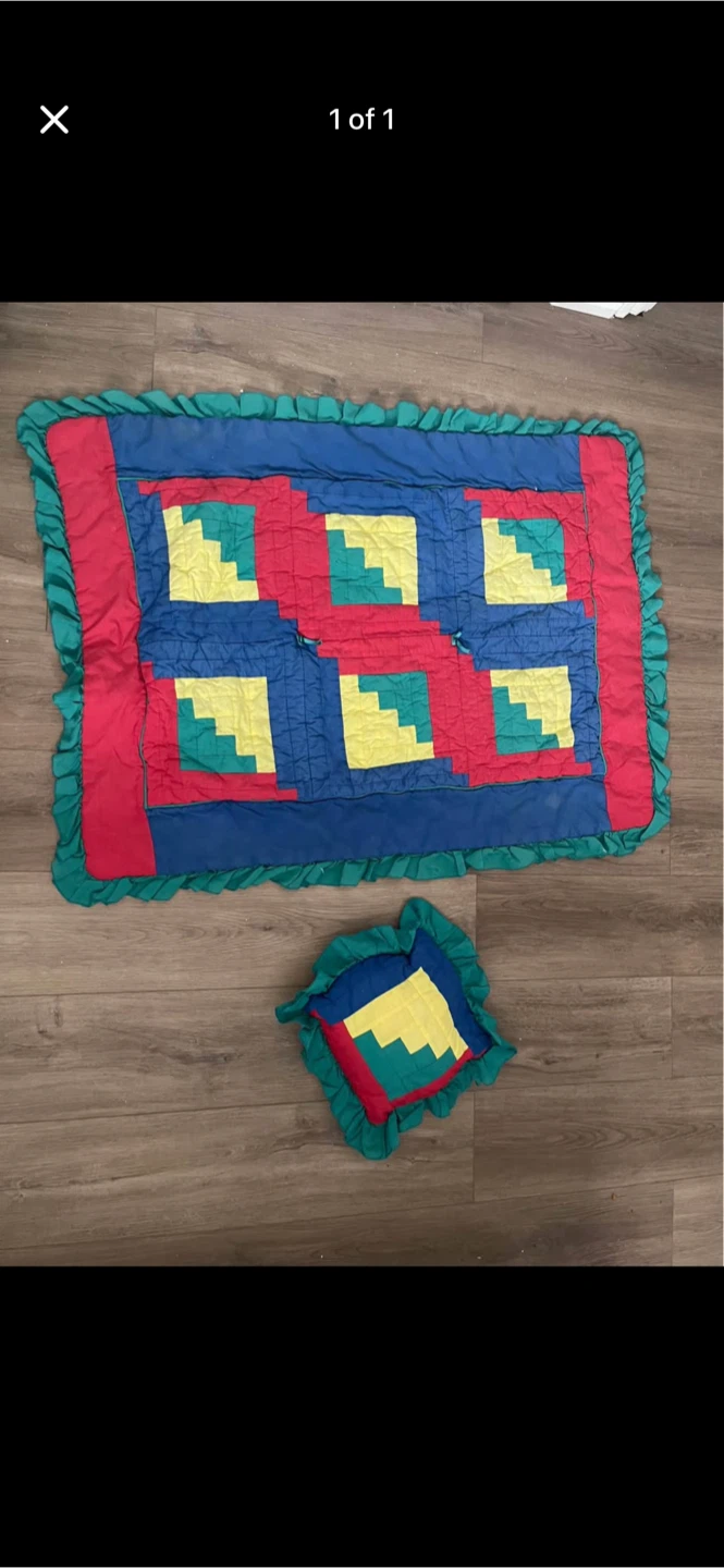 Handmade Quilted Baby Blanket and Pillow Set