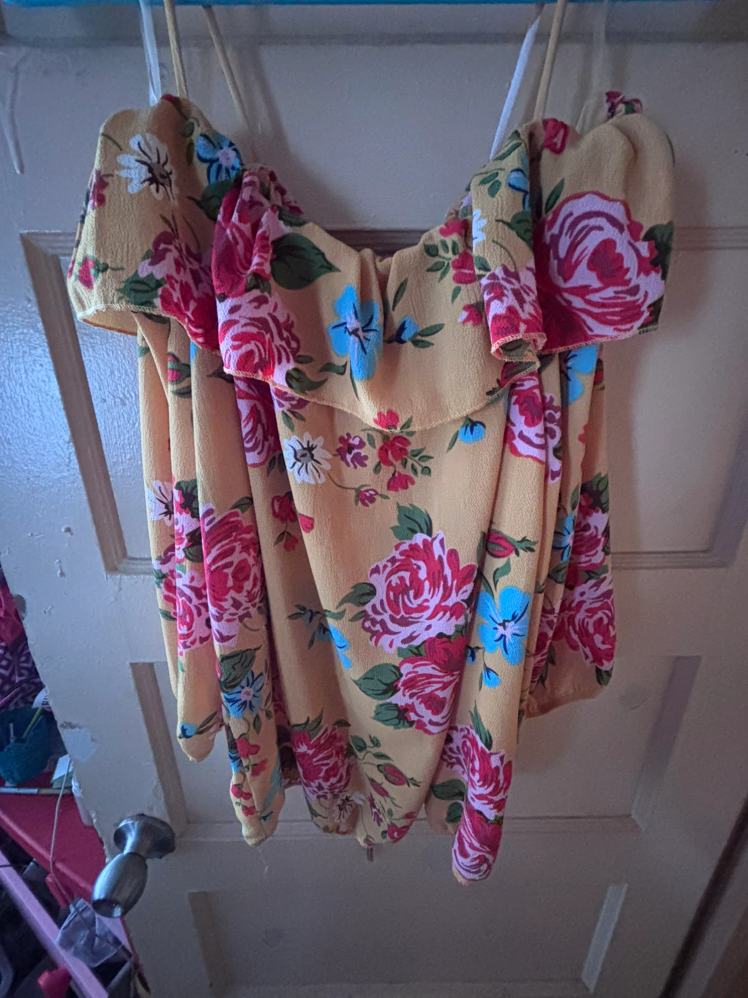 Yellow Floral Off-the-Shoulder Top