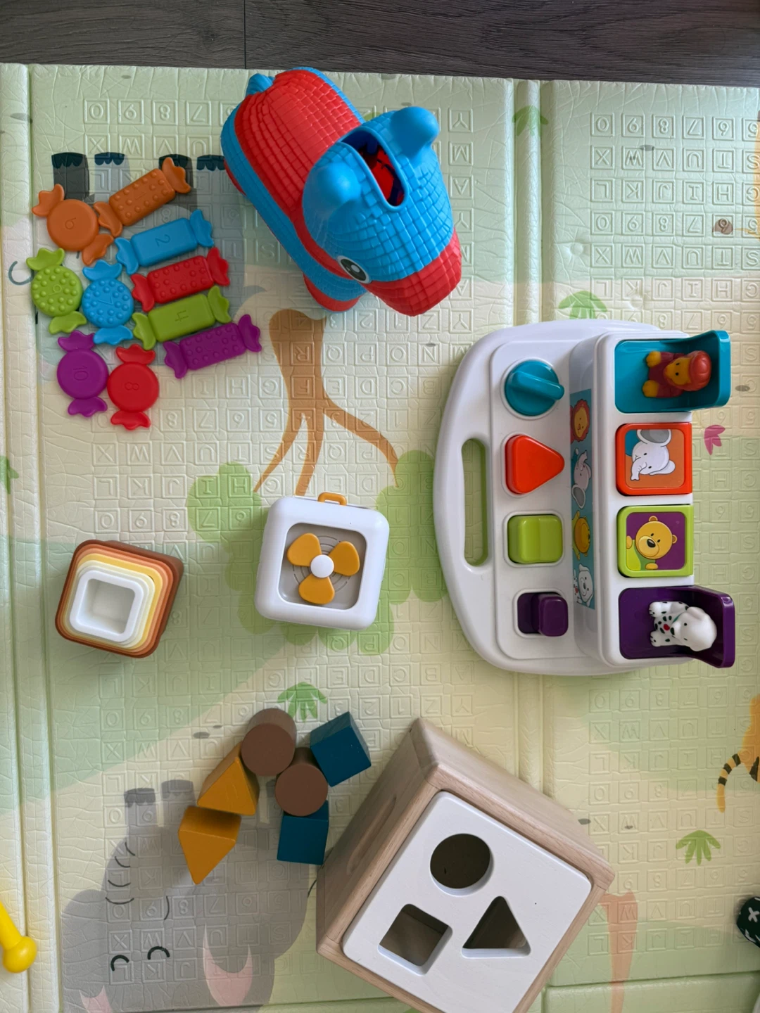 Baby Toy Bundle - Shape Sorter, Coin Bank, Activity Cube