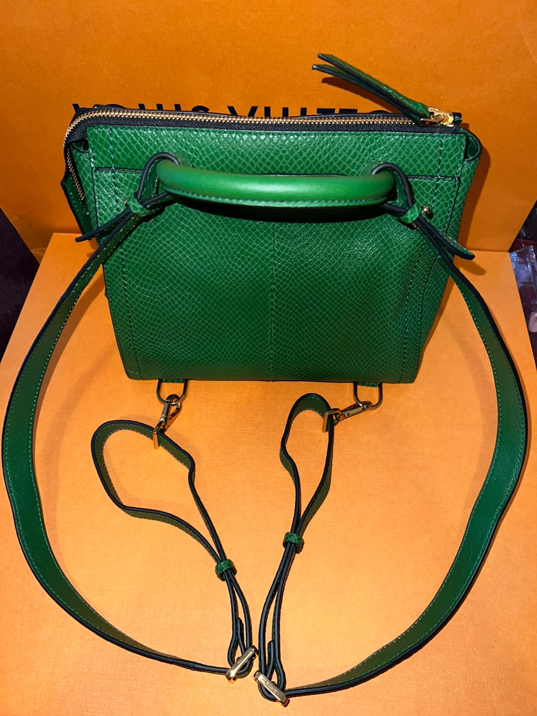 Fossil Green Faux Snakeskin Top Handle Bag - photo 2