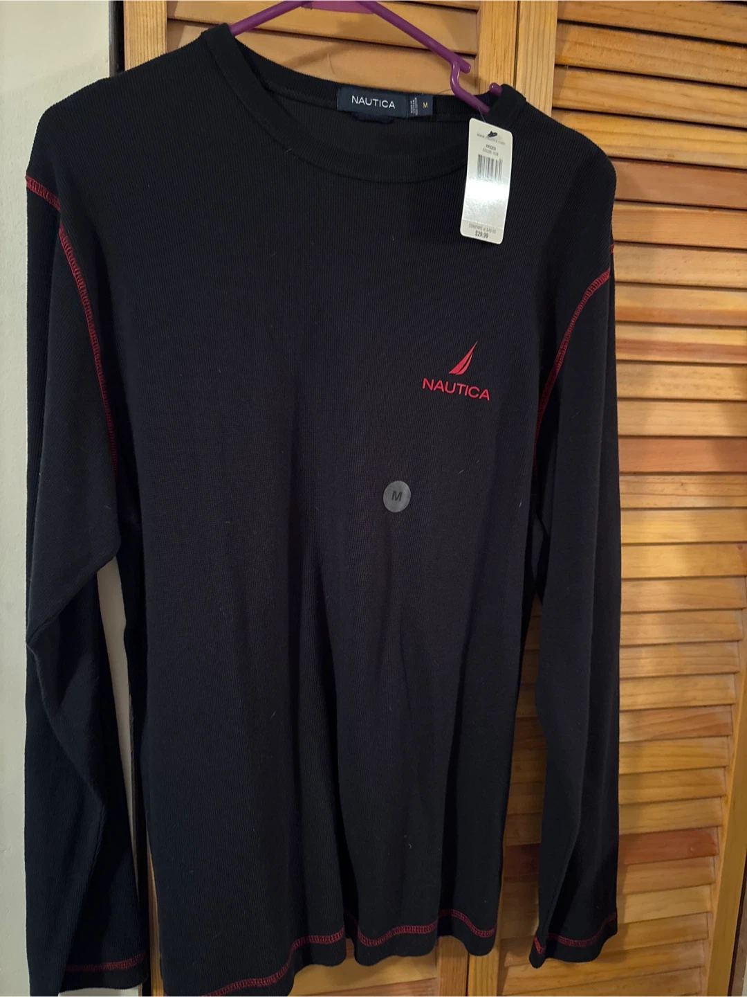 Nautica Men's Black Long Sleeve Thermal Shirt Size Medium NWT