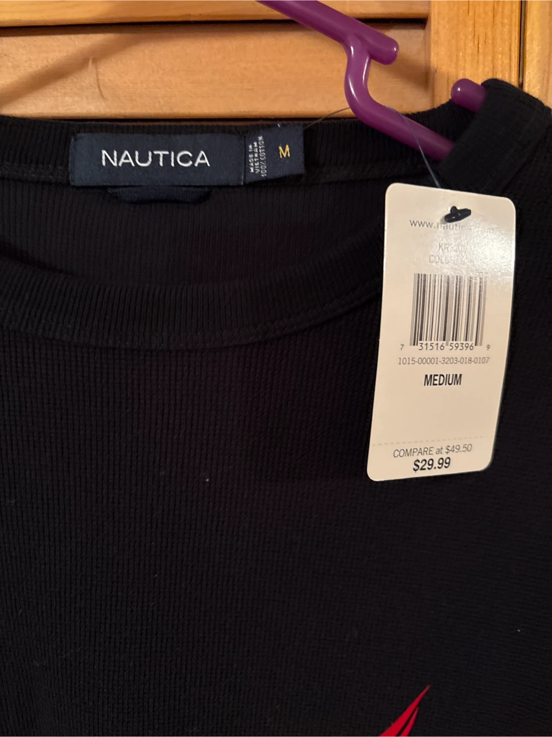 Nautica Men's Black Long Sleeve Thermal Shirt Size Medium NWT - photo 2