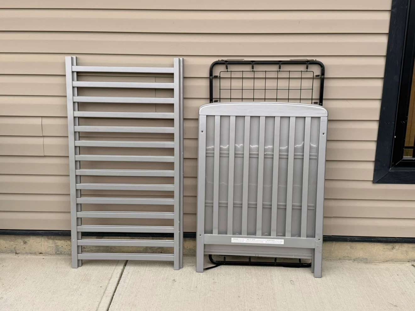 Silver Crib Frame and Side Panel