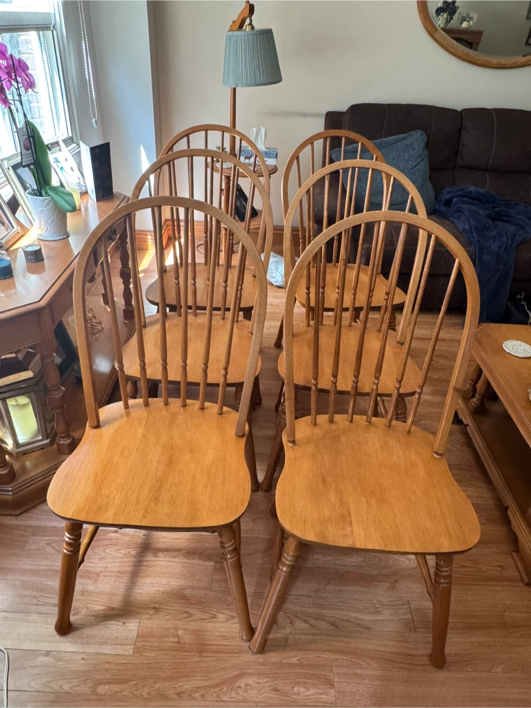 Set of 6 Wooden Dining Chairs