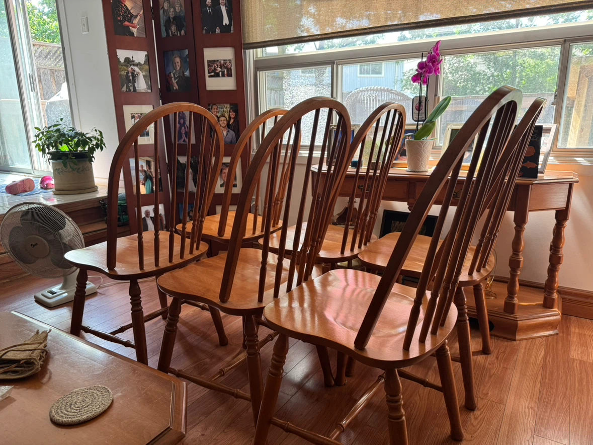 Set of 6 Wooden Dining Chairs - photo 2