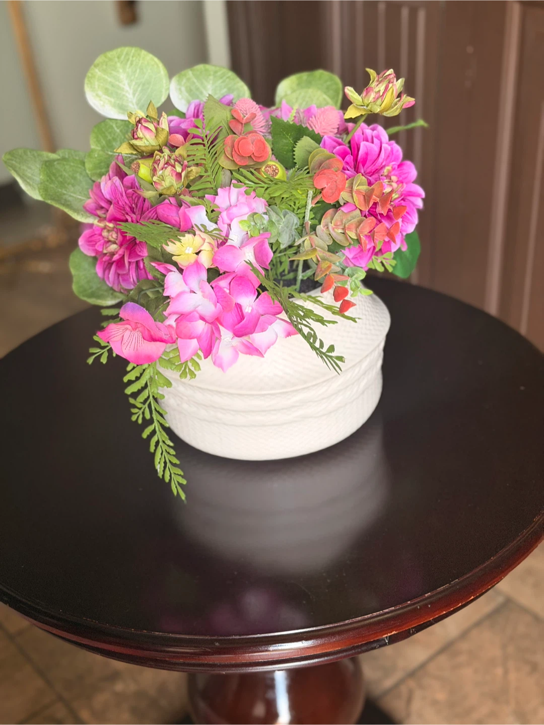 Artificial Flower Arrangement in Textured White Vase