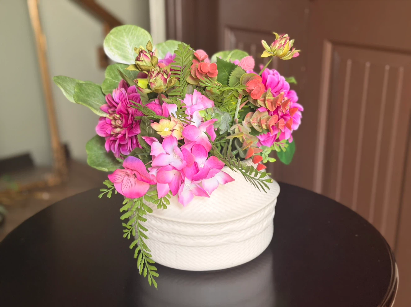 Artificial Flower Arrangement in Textured White Vase - photo 2