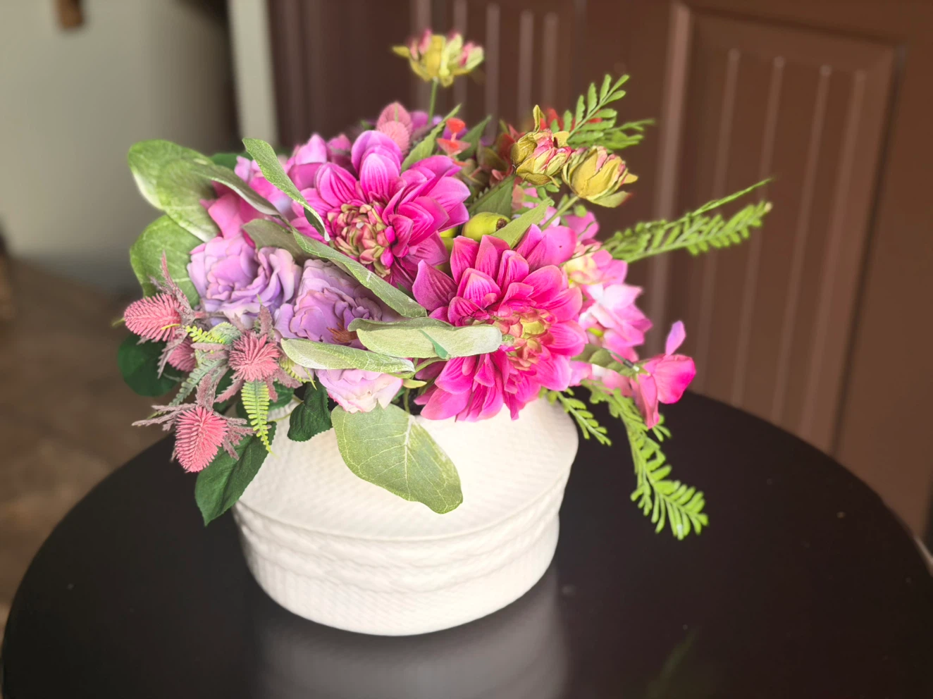 Artificial Flower Arrangement in Textured White Vase - photo 3