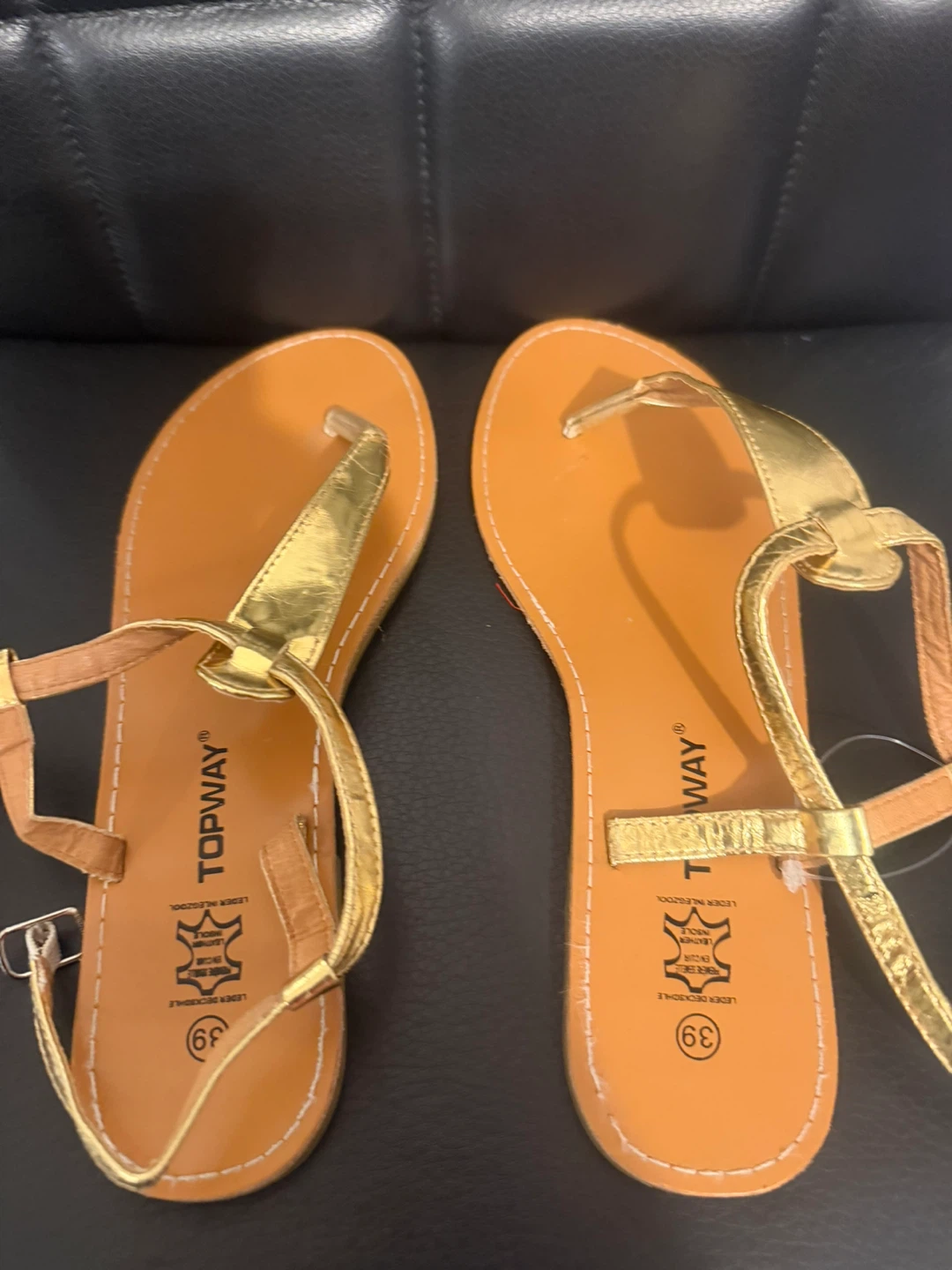 Topway Gold Flat Sandals Size 39