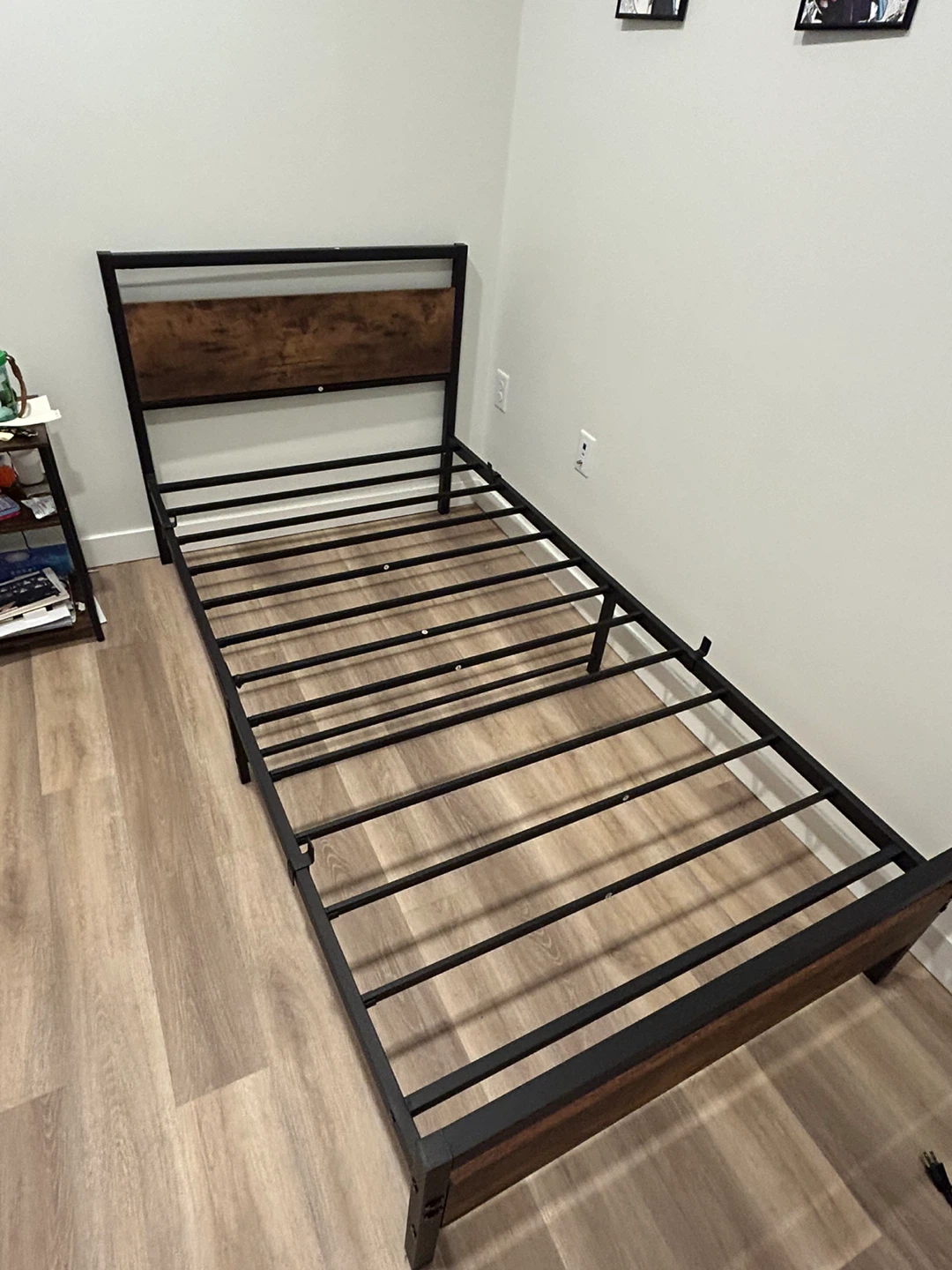 Twin Bed Frame with Wood Headboard