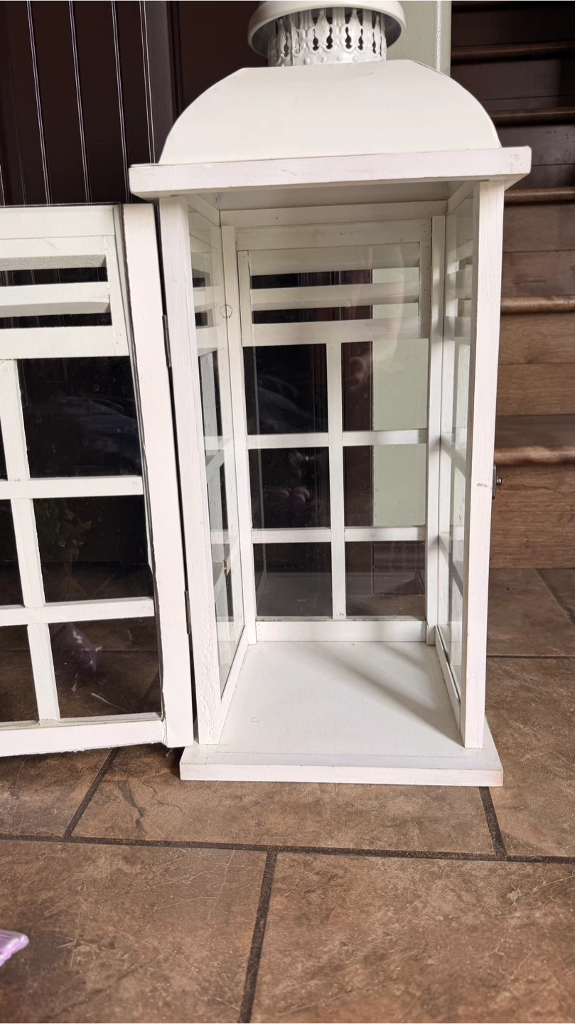 White Decorative Lantern with Hinged Door - photo 2
