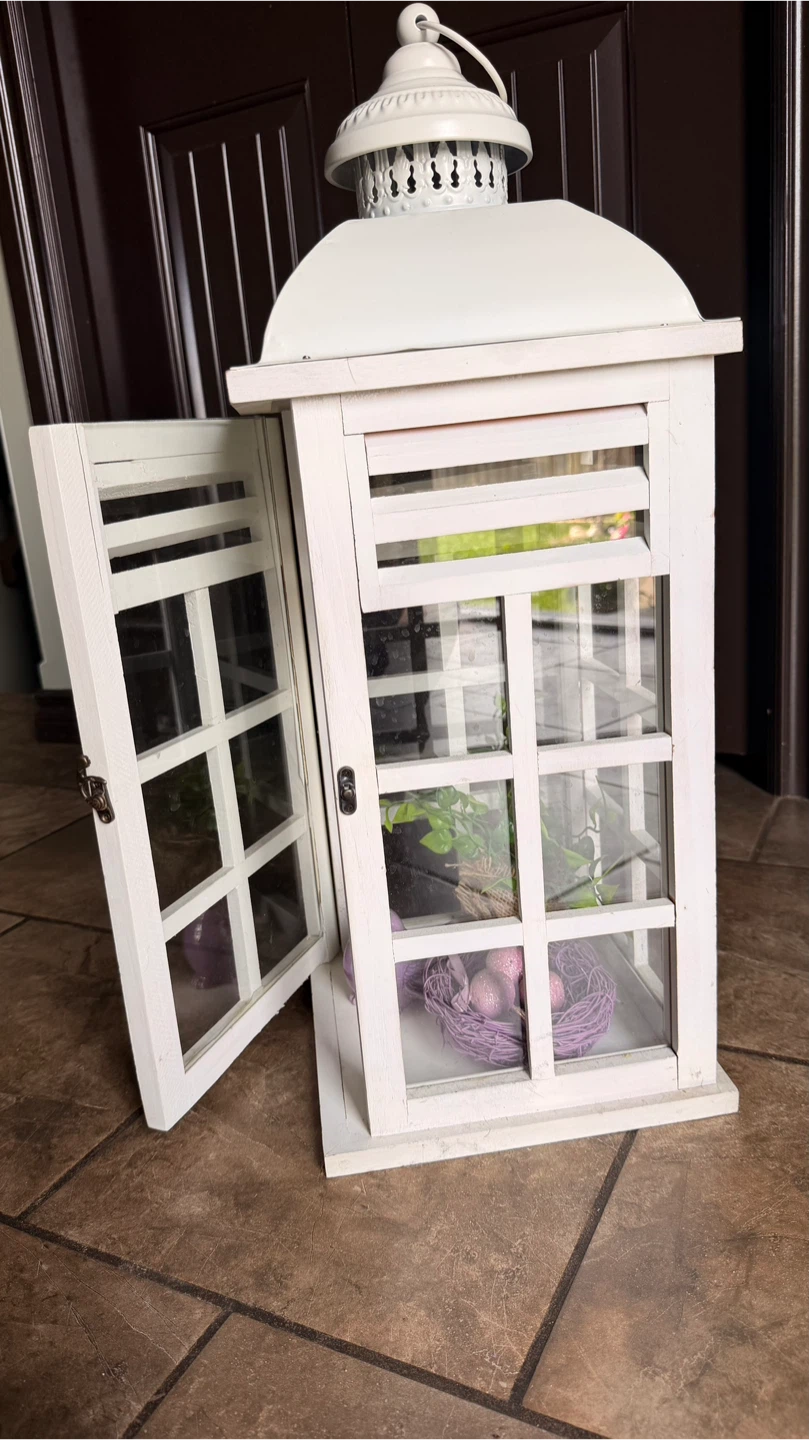 White Decorative Lantern with Hinged Door - photo 4