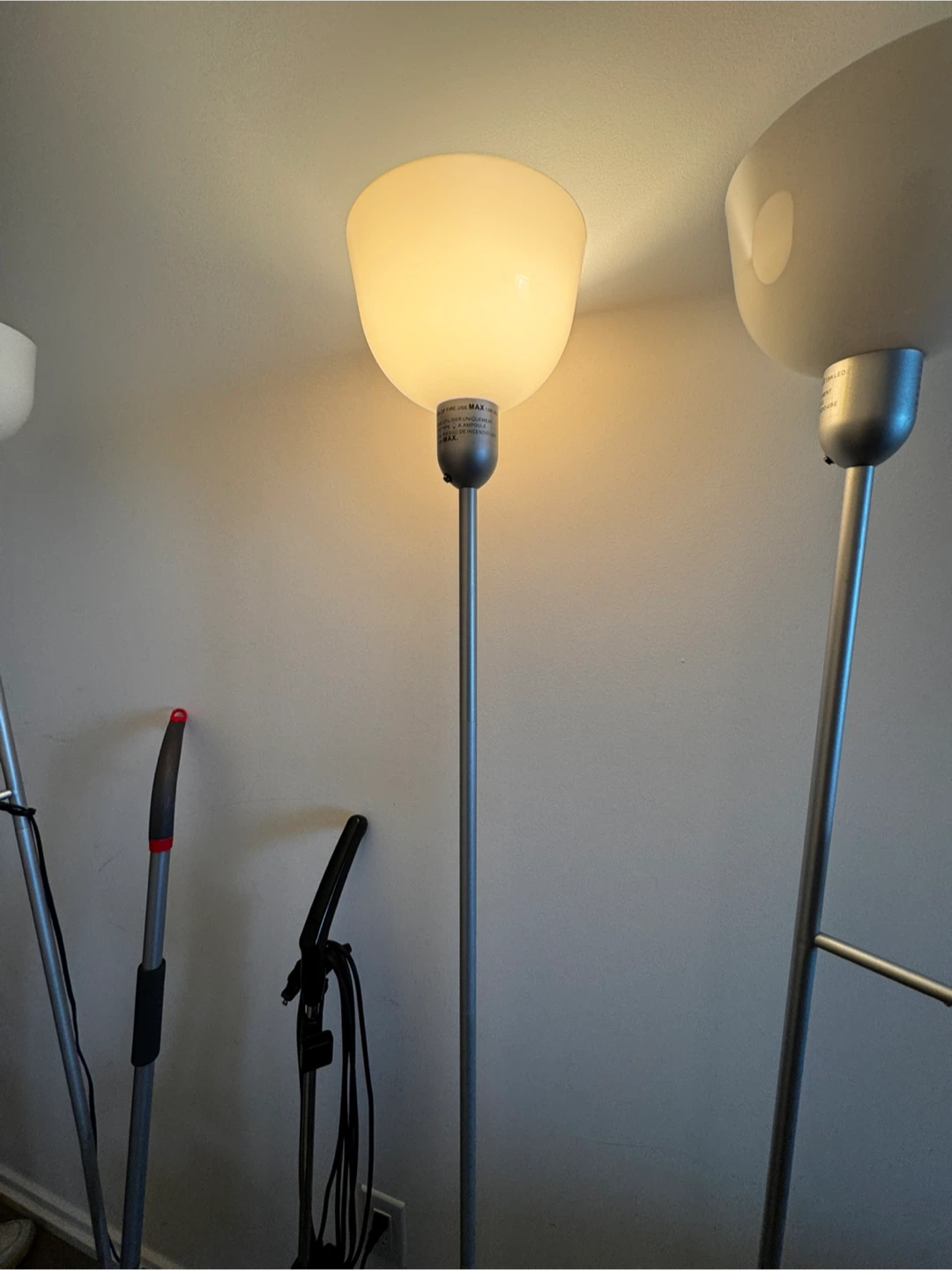 Silver Floor Lamp with Frosted Dome Shade