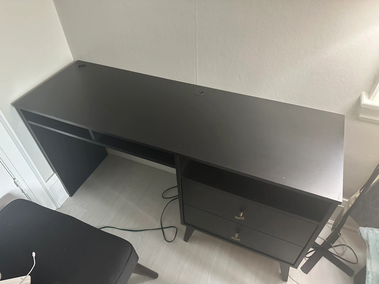Black Modern Desk with Drawers - photo 2