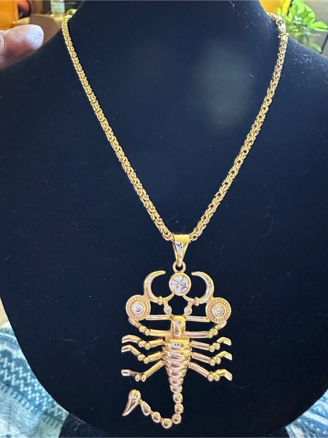 14k Gold laminated Scorpion Pendant Necklace with CZ Stones