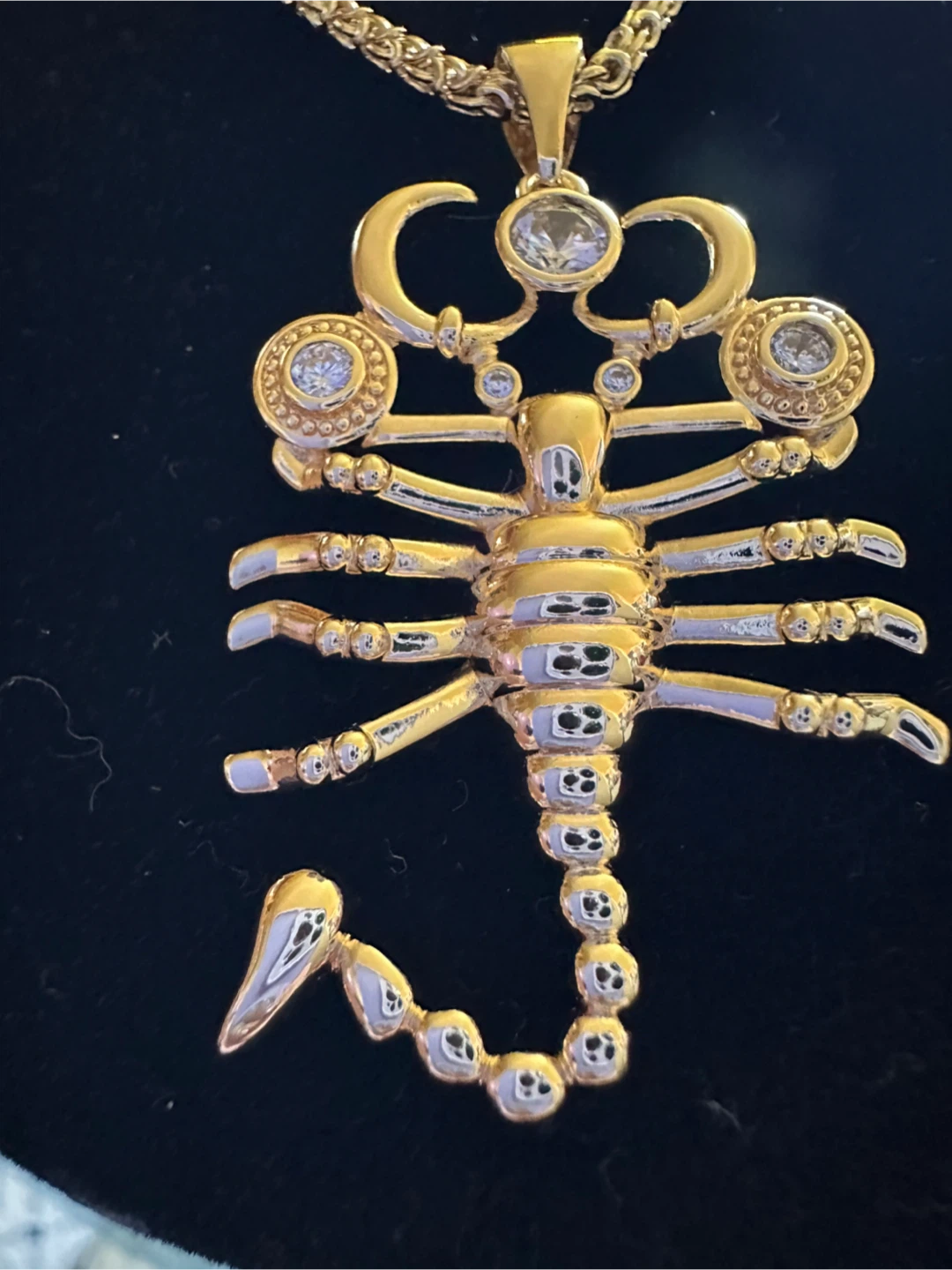 14k Gold laminated Scorpion Pendant Necklace with CZ Stones - photo 2